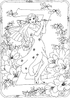 A coloring page of elves